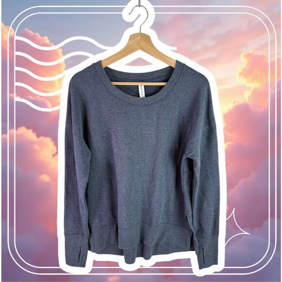 Athleta Women's Small Dusty Navy Textured Balance Pullover L/S Sweatshirt - Picture 2 of 9